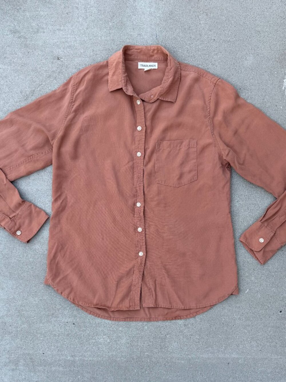 Tradlands Orange Linen Blend Classic Button-up Shirt Women's Size Small